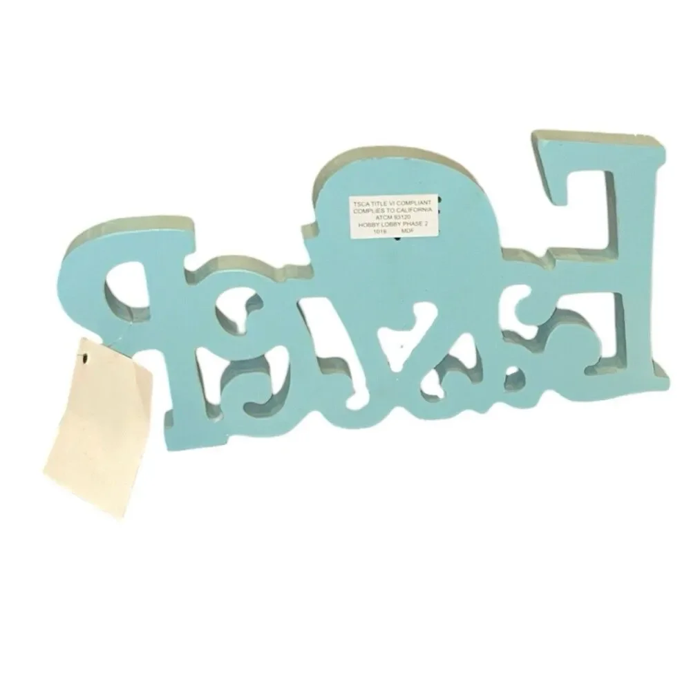 2x Easter Glittered Wood Block Decor Sign 9